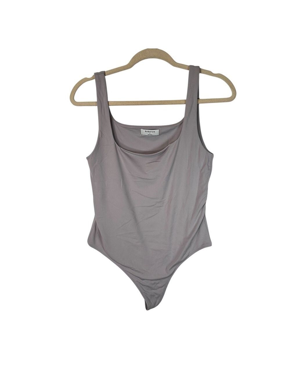 Aritzia Babaton Contour Deep Taupe Sleeveless Square Neck Bodysuit Size Large - Picture 2 of 12